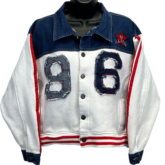 Vintage Baby Noiz Womens Juniors Sweatsuit Denim Jacket Sweatpants White 2XL XXL - Picture 2 of 16